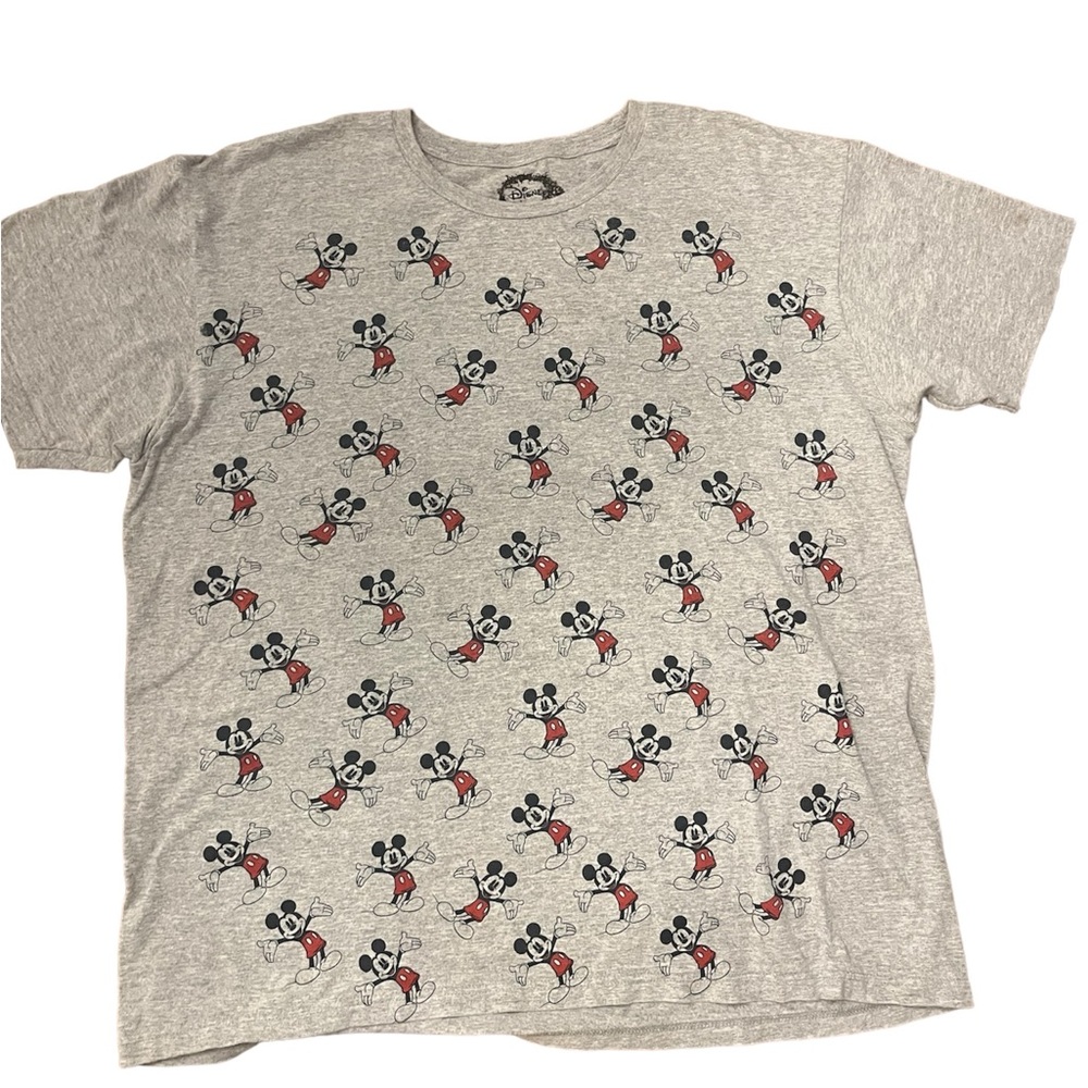 Disney XL T Shirt Mickey Mouse All Over Print gray short sleeve